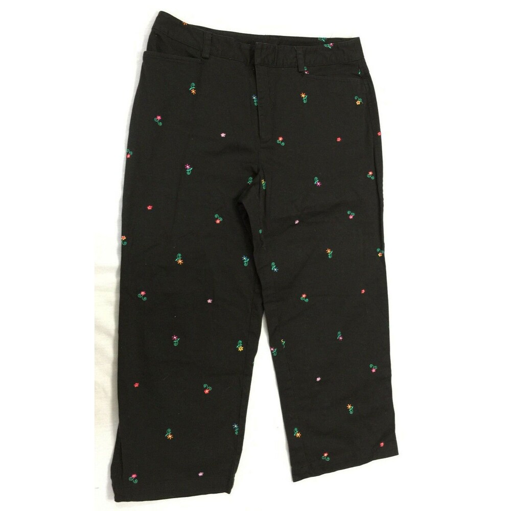 RAFAELLA WOMENS EMBROIDERED CAPRIS PANTS SIZE 12